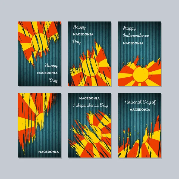 Makedonya vatansever kartları için Milli Günü ifade fırça darbesi kara günü ulusal bayrak renklerde