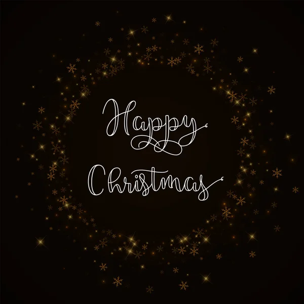 Joyeux Noël carte de souhaits Beau fond de neige étoilé Belle neige étoilée sur brun — Image vectorielle