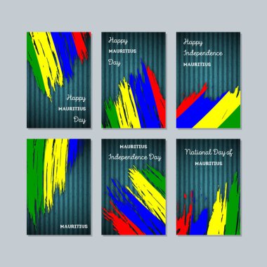 Mauritius vatansever kartları için Milli Günü ifade fırça darbesi kara günü ulusal bayrak renklerde