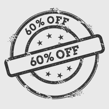 60 lastik damgası kapalı izole Grunge beyaz arka plan üzerinde metin mürekkep dokulu yuvarlak mühür ve