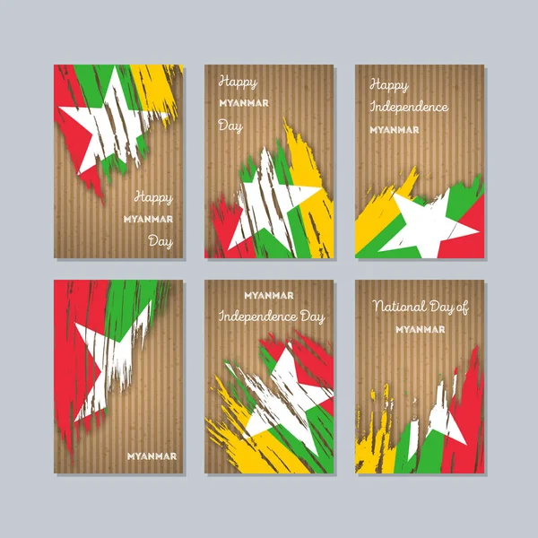 Myanmar vatansever kartları Milli Günü ifade fırça darbesi kraft ulusal bayrak renk için