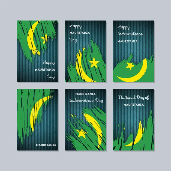 Moritanya vatansever kartları için Milli Günü ifade fırça darbesi kara günü ulusal bayrak renklerde
