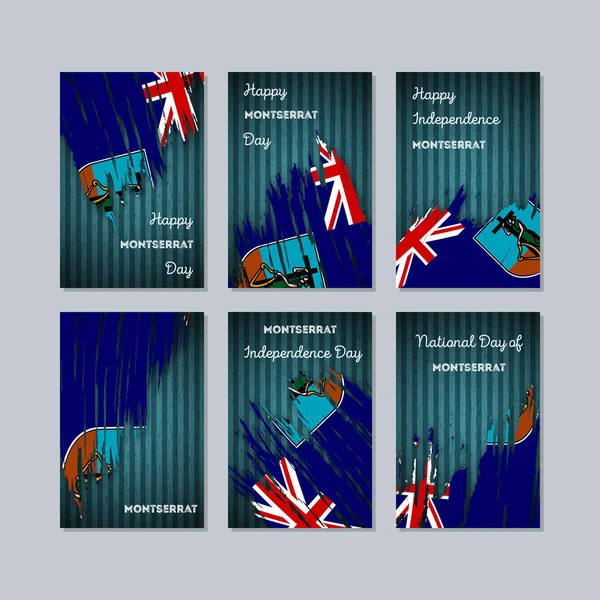 Montserrat vatansever kartları için Milli Günü ifade fırça darbesi kara günü ulusal bayrak renklerde