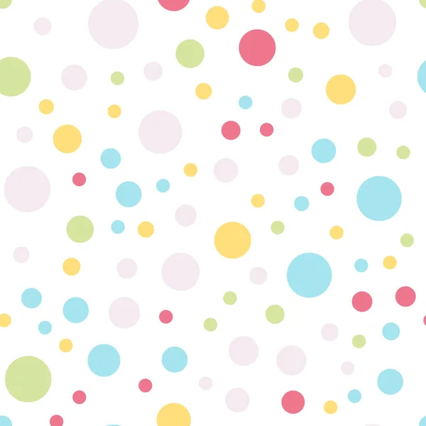 Färgglada prickar sömlösa mönster på vit 4 bakgrund symmetriska klassiska färgglada prickar — Stock vektor