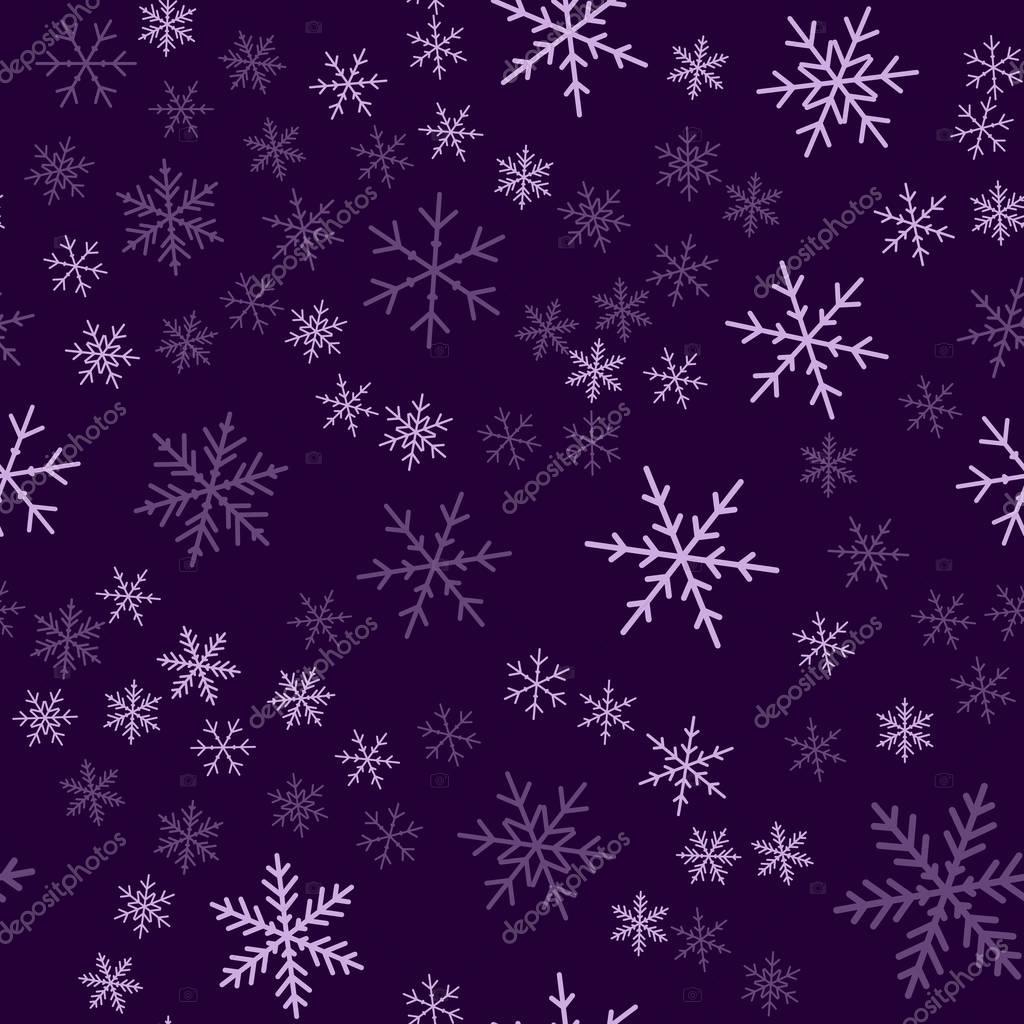 Violet snowflakes seamless pattern on purple Christmas