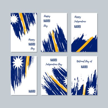 Nauru vatansever kartları Milli Günü ifade fırça darbesi beyaz Milli bayrak renk için