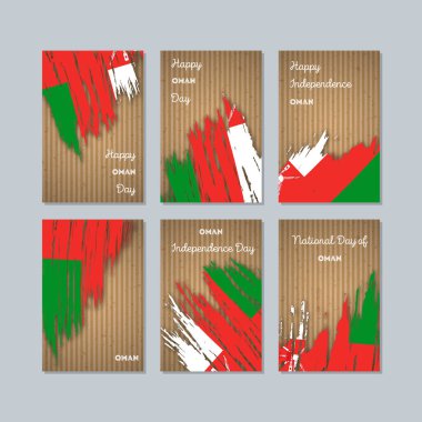 Umman Milli Günü ifade fırça darbesi kraft ulusal bayrak renk için vatansever kartları