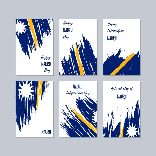 Nauru vatansever kartları Milli Günü ifade fırça darbesi beyaz Milli bayrak renk için