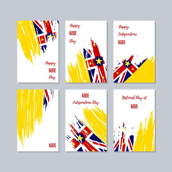 Niue vatansever kartları Milli Günü ifade fırça darbesi ulusal bayrak renk beyaz kartı için