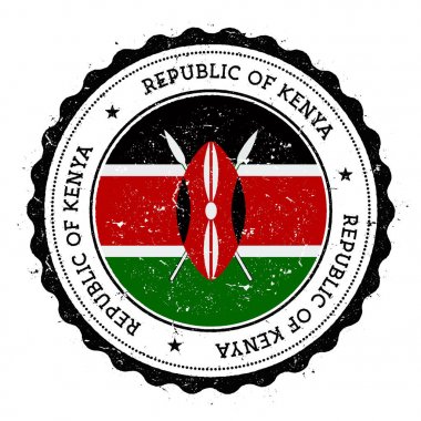 Kenya bayrak Vintage Grunge lastik damga damga dairesel metin yıldız ve ulusal seyahat