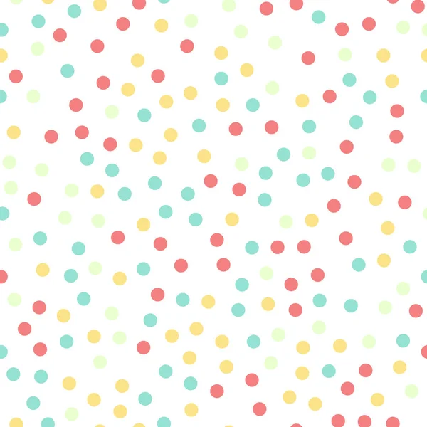 Coloridos lunares patrón sin costuras en blanco 16 fondo abrumador clásico colorido polka — Vector de stock