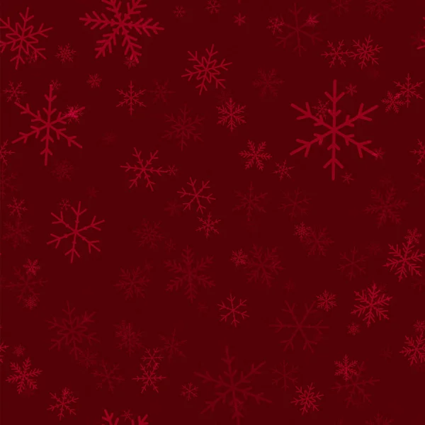Flocos de neve transparentes sem costura padrão no vinho vermelho fundo de Natal caótico espalhado —  Vetores de Stock