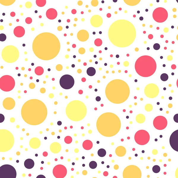 Fargerike prikker av polka sømløst mønster på hvit 25 bakgrunn Søte klassiske fargerike prikker av polka – stockvektor