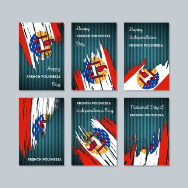 Fransız Polinezyası vatansever kartları için Milli Günü ifade fırça darbesi ulusal bayrak renkleri