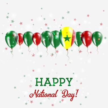 Senegal Bağımsızlık günü pırıl pırıl vatansever Poster Mutlu Bağımsızlık günü kartı Senegal bayraklı