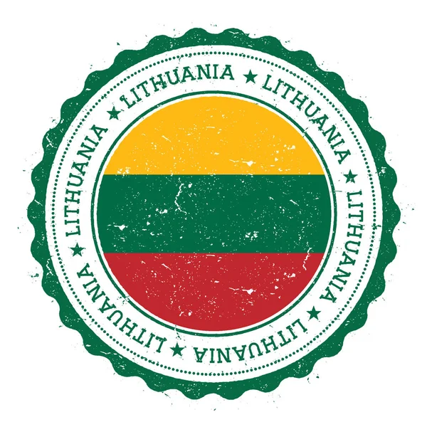 Sello de goma grunge con bandera de Lituania Sello de viaje vintage con estrellas de texto circular y nacional — Archivo Imágenes Vectoriales