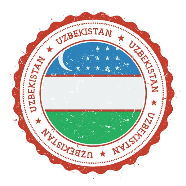 Sello de goma grunge con bandera de Uzbekistán Sello de viaje vintage con estrellas de texto circular y — Archivo Imágenes Vectoriales