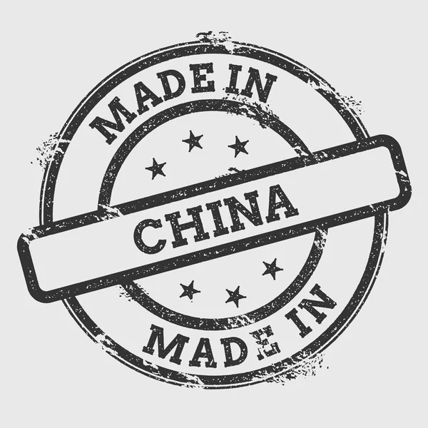 Made in China timbro di gomma isolato su sfondo bianco Grunge sigillo rotondo con texture inchiostro di testo — Vettoriale Stock