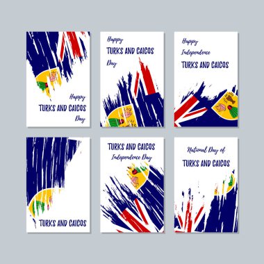 Turks ve Caicos vatansever kartları için Milli Günü ifade fırça darbesi ulusal bayrak renkleri