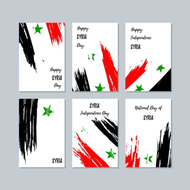 Suriye Milli Günü ifade fırça darbesi beyaz Milli bayrak renk için vatansever kartları