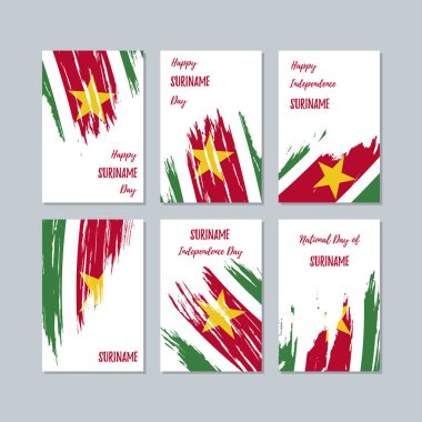 Surinam vatansever kartları Milli Günü ifade fırça darbesi beyaz Milli bayrak renk için