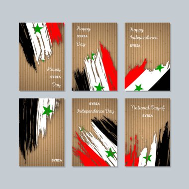 Suriye Milli Günü ifade fırça darbesi kraft ulusal bayrak renk için vatansever kartları