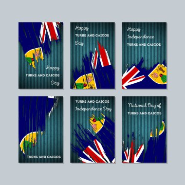 Turks ve Caicos vatansever kartları için Milli Günü ifade fırça darbesi ulusal bayrak renkleri