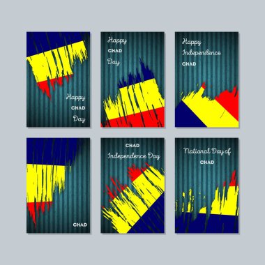 Chad vatansever kartları için Milli Günü ifade fırça darbesi kara günü ulusal bayrak renklerde