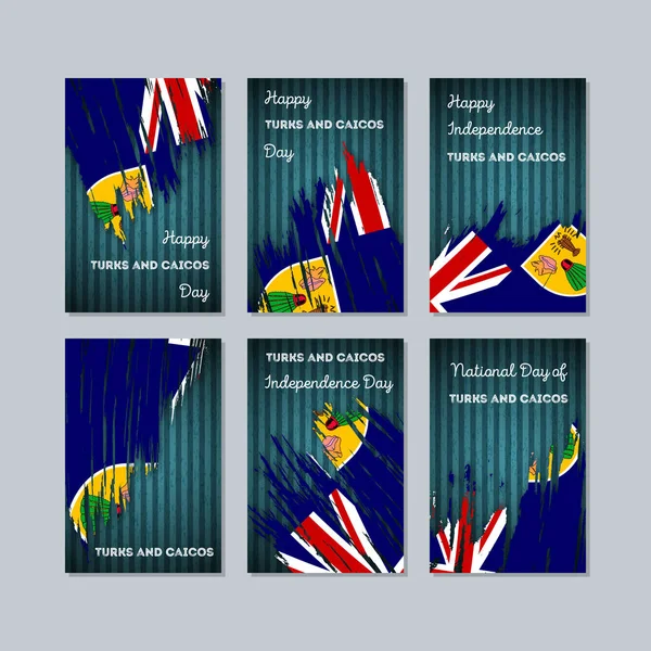 Turks ve Caicos vatansever kartları için Milli Günü ifade fırça darbesi ulusal bayrak renkleri