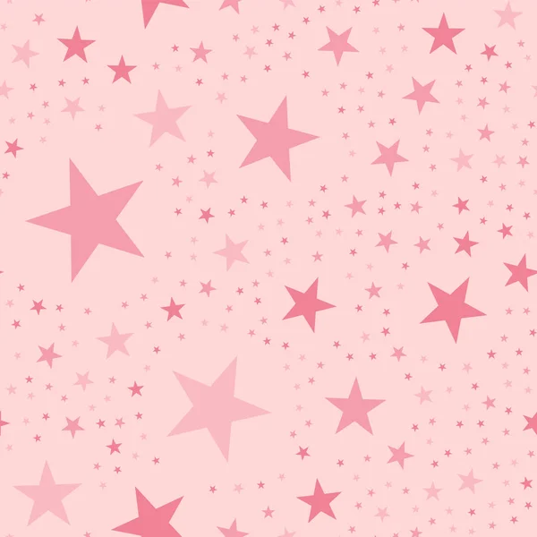 Étoiles roses motif sans couture sur fond rose clair Étoiles roses dispersées aléatoires magnétiques sans fin — Image vectorielle