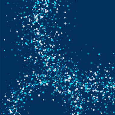 Düşen kar soyut inanılmaz derin mavi arka plan üzerinde şaşırtıcı yağan kar ile daireler