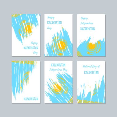Kazakistan Milli Günü ifade fırça darbesi ulusal bayrak renk için vatansever kartları