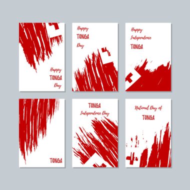 Tonga vatansever kartları Milli Günü ifade fırça darbesi beyaz Milli bayrak renk için
