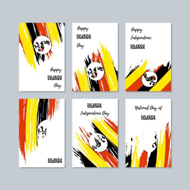 Milli Günü ifade fırça darbesi beyaz Milli bayrak renk için Uganda vatansever kartları