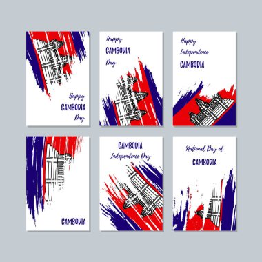 Kamboçya Ulusal gün ifade fırça darbesi beyaz Milli bayrak renk için vatansever kartları