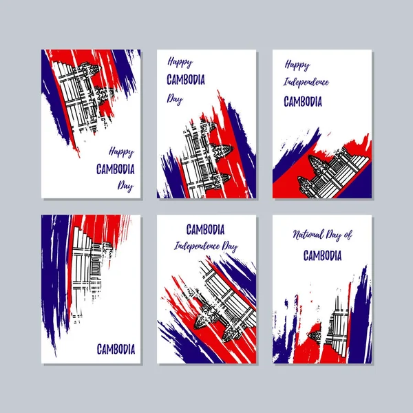 Kamboçya Ulusal gün ifade fırça darbesi beyaz Milli bayrak renk için vatansever kartları