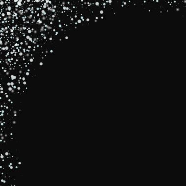 Şaşırtıcı düşen kar soyut sol üst köşede şaşırtıcı yağan kar ile siyah arka plan