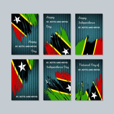 St Kitts ve Nevis vatansever kartları için Milli Günü ifade fırça darbesi ulusal bayrak