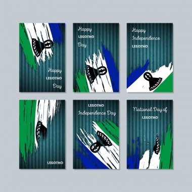 Lesotho vatansever kartları için Milli Günü ifade fırça darbesi kara günü ulusal bayrak renklerde