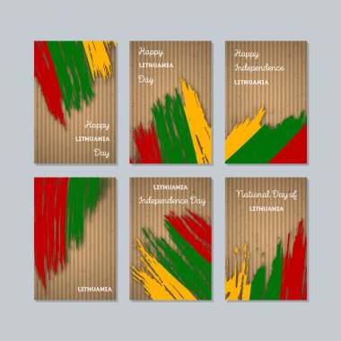 Litvanya Milli Günü ifade fırça darbesi kraft ulusal bayrak renk için vatansever kartları