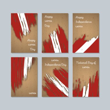 Letonya Milli Günü ifade fırça darbesi kraft ulusal bayrak renk için vatansever kartları