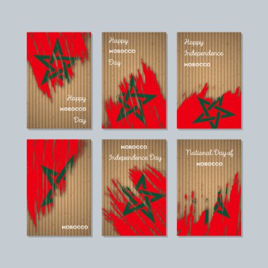 Fas milli günü ifade fırça darbesi kraft ulusal bayrak renk için vatansever kartları