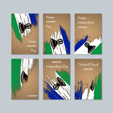 Lesotho vatansever kartları Milli Günü ifade fırça darbesi kraft ulusal bayrak renk için