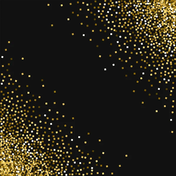 Altın glitter dağılım köşeye sıkışmış gibi sınır ile altın Sim siyah arka planda adil vektör