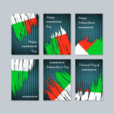 Madagaskar vatansever kartları için Milli Günü ifade fırça darbesi kara günü ulusal bayrak renklerde