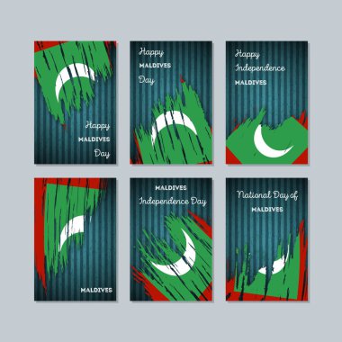 Maldivler vatansever kartları için Milli Günü ifade fırça darbesi kara günü ulusal bayrak renklerde