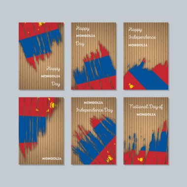 Moğolistan vatansever kartları Milli Günü ifade fırça darbesi kraft ulusal bayrak renk için