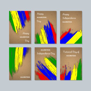 Mauritius vatansever kartları Milli Günü ifade fırça darbesi kraft ulusal bayrak renk için