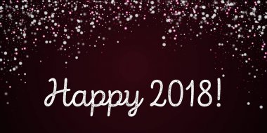 Happy 2018 tebrik kartı güzel yağan kar arka plan güzel şarap kırmızıya yağan kar