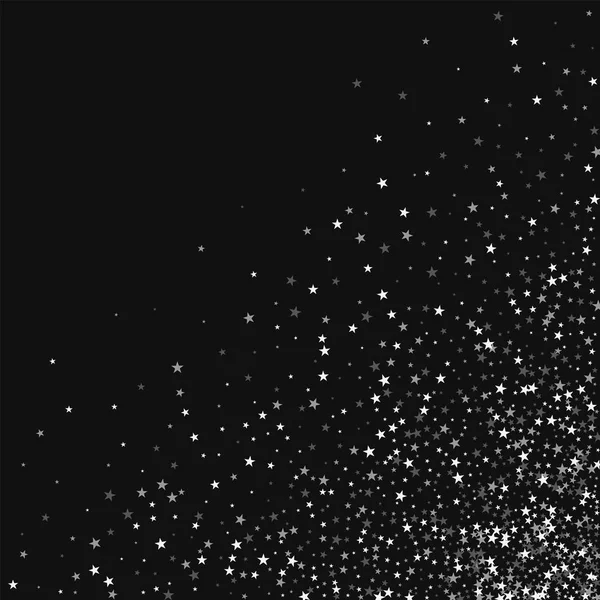Increíbles estrellas cayendo Esparcida esquina inferior derecha con increíbles estrellas cayendo sobre fondo negro — Archivo Imágenes Vectoriales